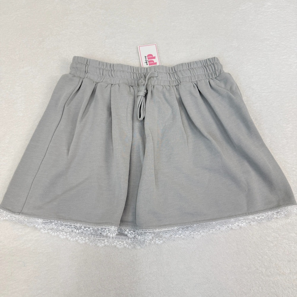 Discount Divas Lived In Terry Lace Trim Skortβ Womens Medium Gray Coquette